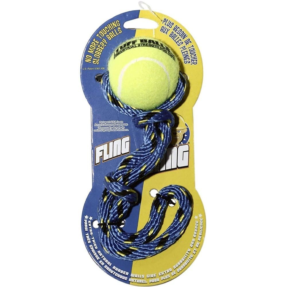 PetSport Fling Thing non-toxic certification visible on toy materials for safe play.