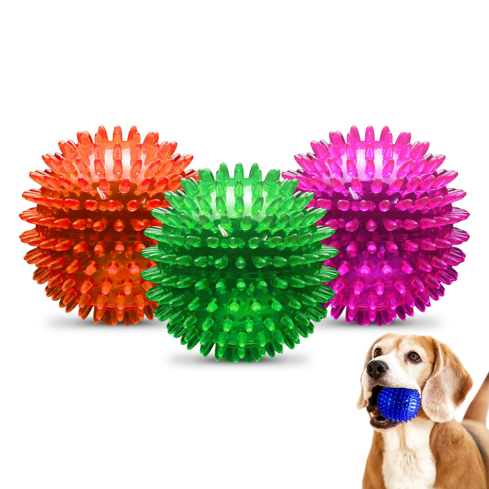 PetSport Gorilla Spiky Ball 2.8-inch pack of three for small dogs promotes active play.