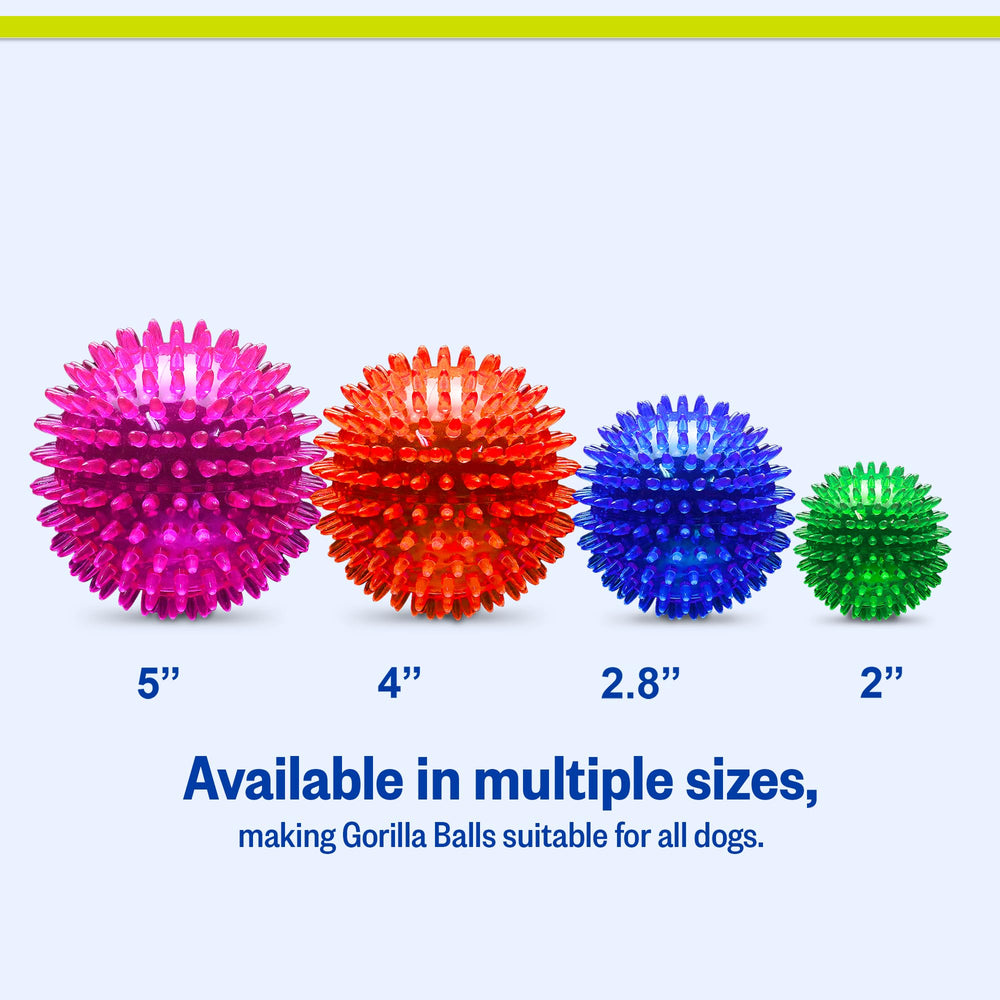 PetSport Gorilla Spiky Ball durable TPR rubber resists punctures for long-lasting fun.