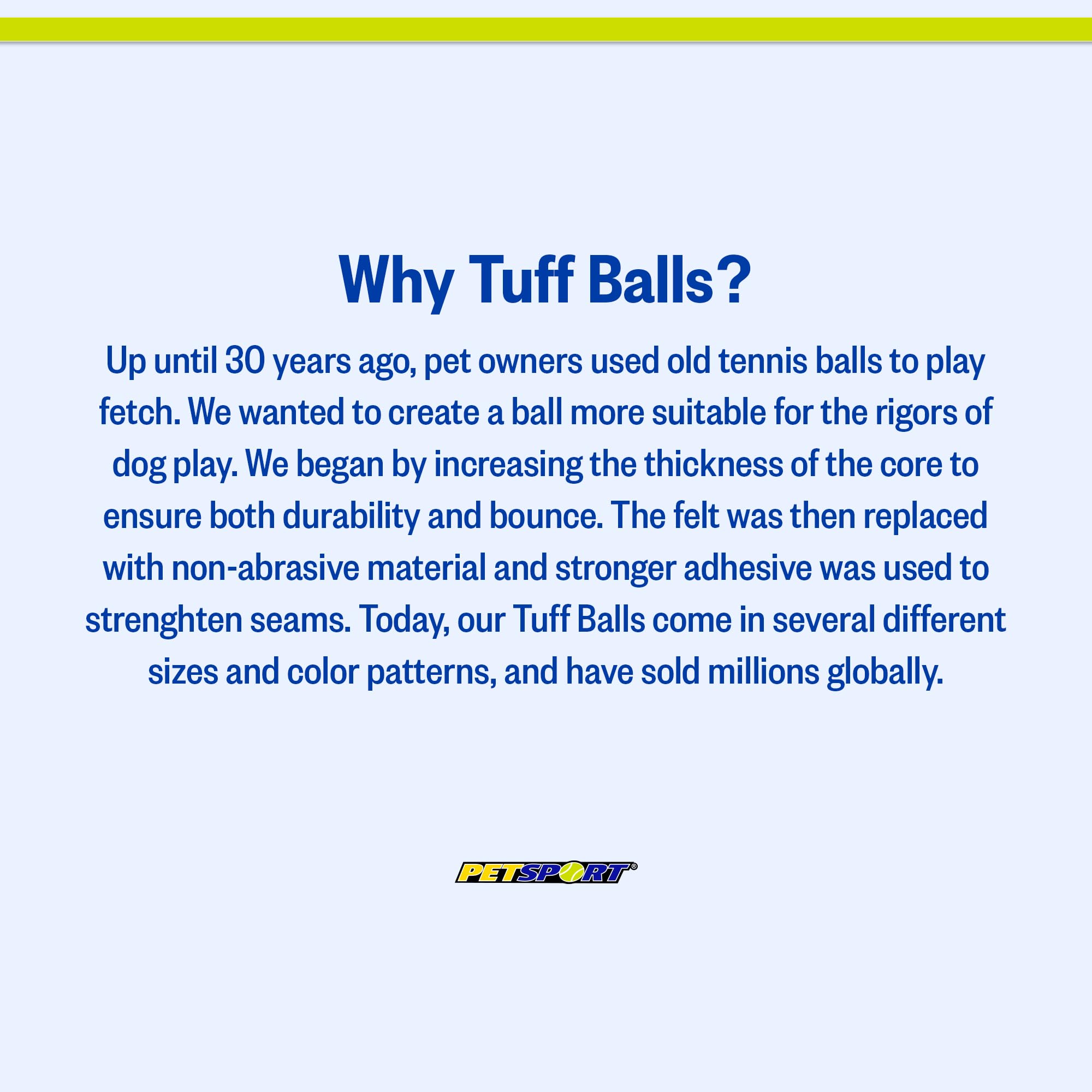 PetSport Jr Tuff Ball 12-pack shown for boredom relief and daily routines.