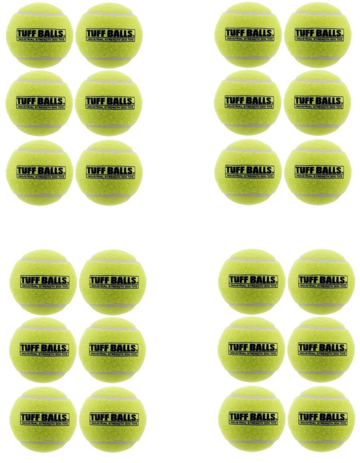 PetSport Jr Tuff Ball pack front: durable small-dog tennis balls for fetch