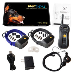 PetSpy training collar shows beep cue and vibration for gentle guidance