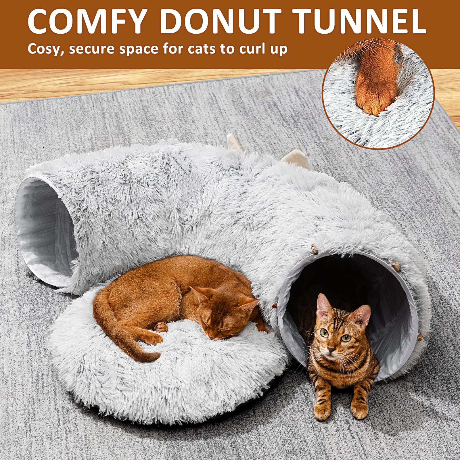 PETSTA Cat Tunnel under Christmas Tree adds festive charm and protects decor.