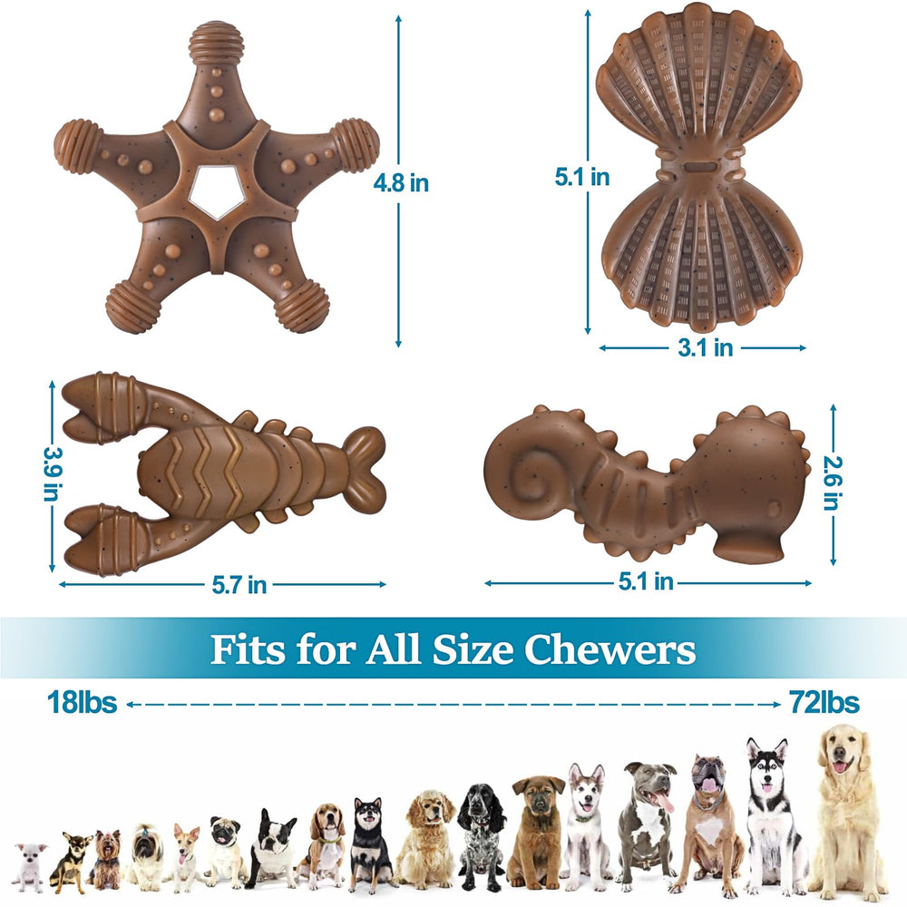 PETSTA Tough Dog Toy scallop texture helps safe chewing and gum stimulation