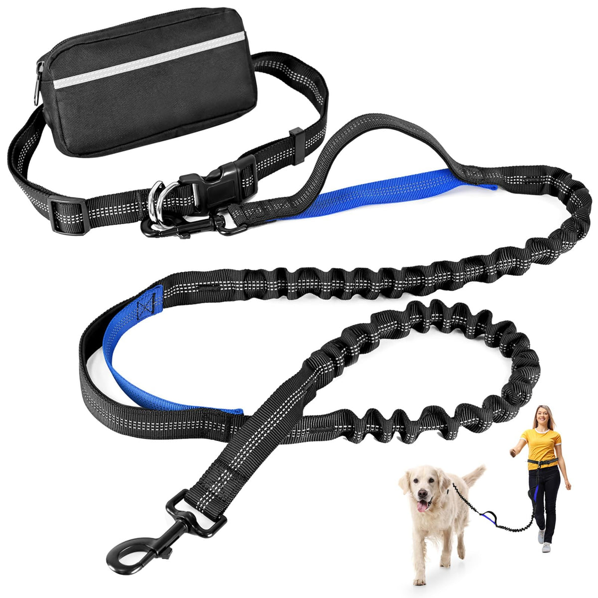 Petstars hands-free dog leash with zippered pouch keeps essentials secure while you run.