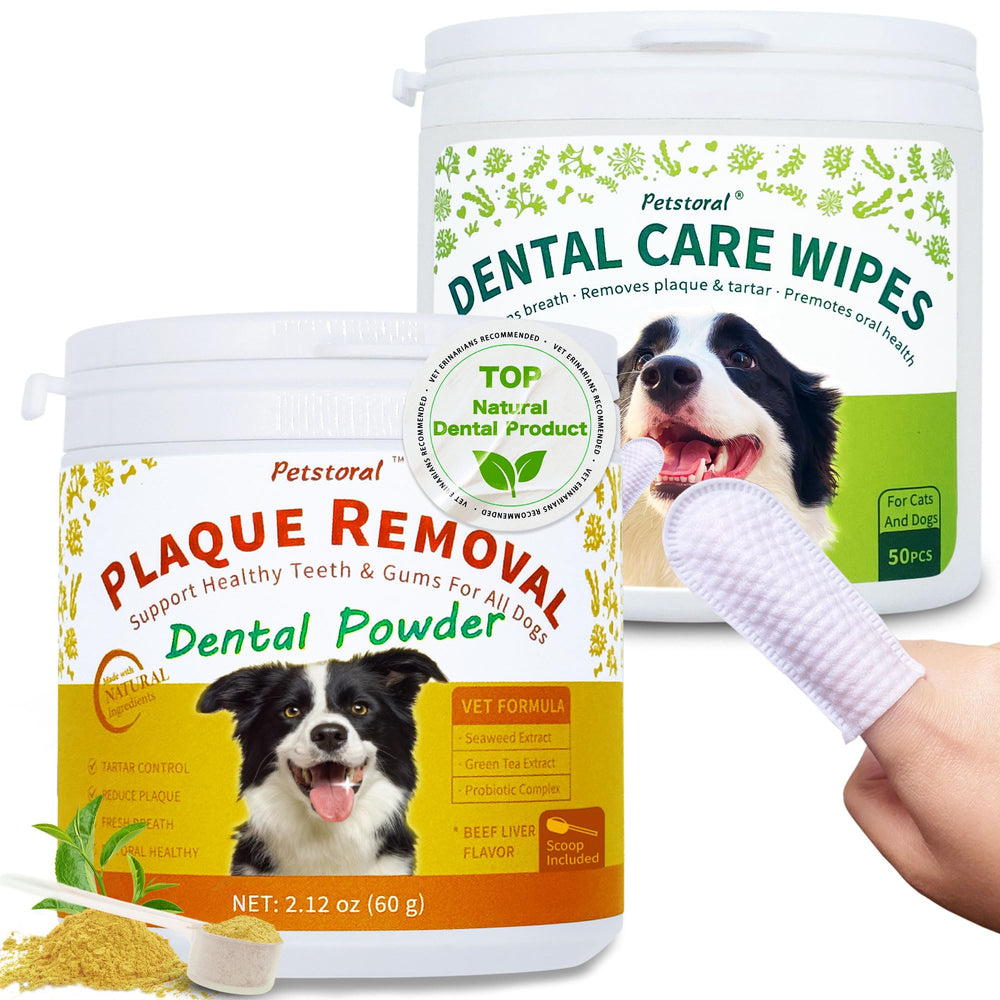 Petstoral dental cleaning kit packaging showing complete at-home oral care set