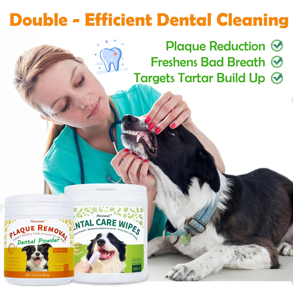 Petstoral dental powder beef liver tub close-up highlights flavor and daily use