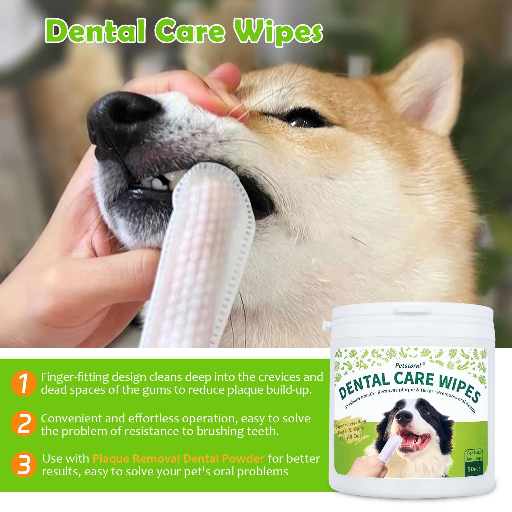 Petstoral probiotic seaweed formula label emphasizing natural ingredients for gums