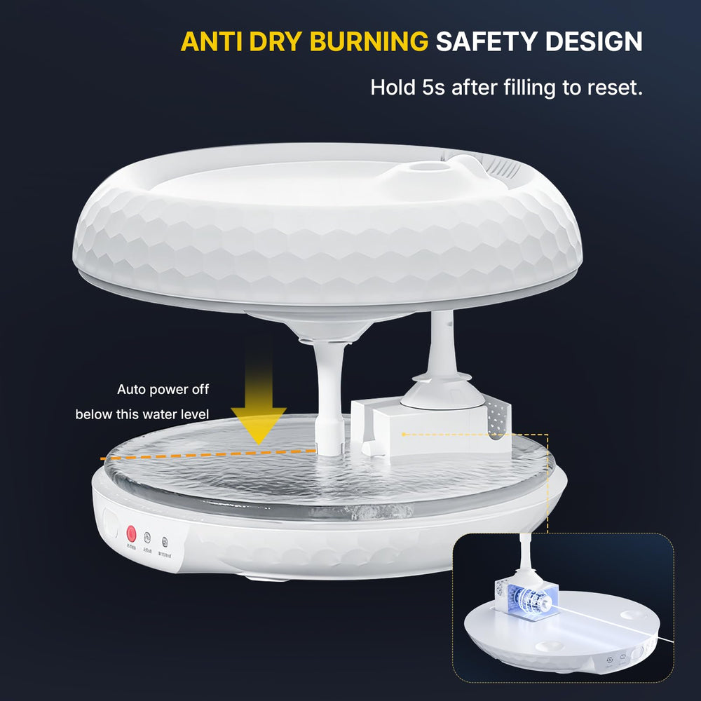 Petsuper 60oz tank with low-water alert prevents dry operation.