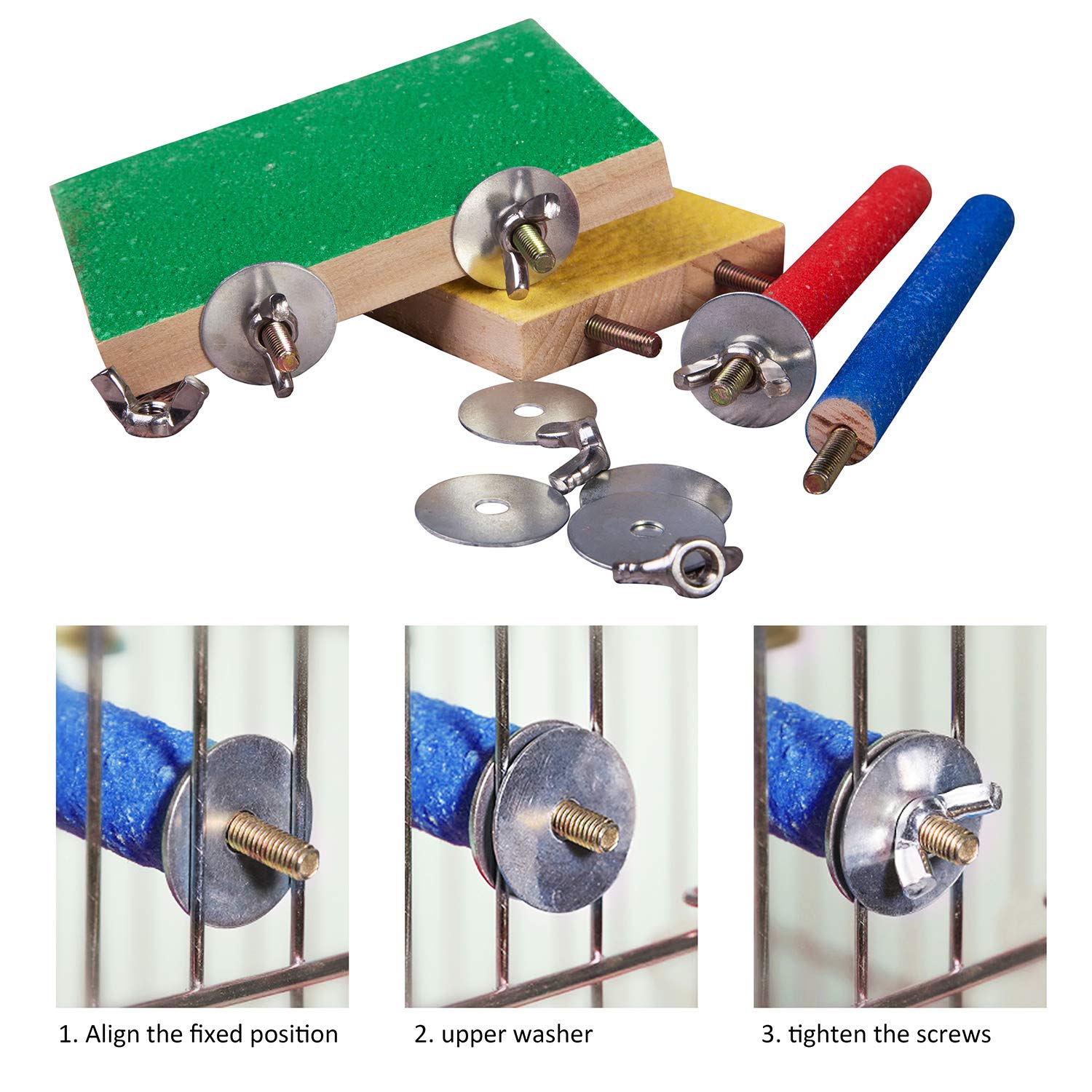 Petsvv paw-grinding-stick close-up demonstrates 14 cm length for spacious beak care.
