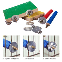 Petsvv paw-grinding-stick close-up demonstrates 14 cm length for spacious beak care.