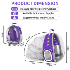 PETSWEET Cat Backpack Carrier expandable back area allows pets to stretch comfortably.