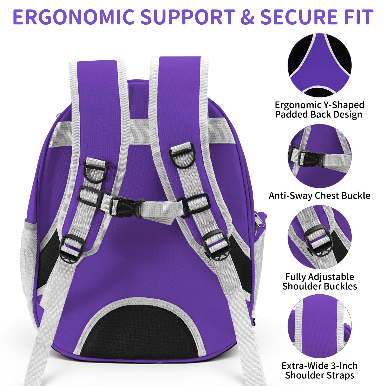 PETSWEET Cat Backpack Carrier safety harness keeps pets secure during travel.