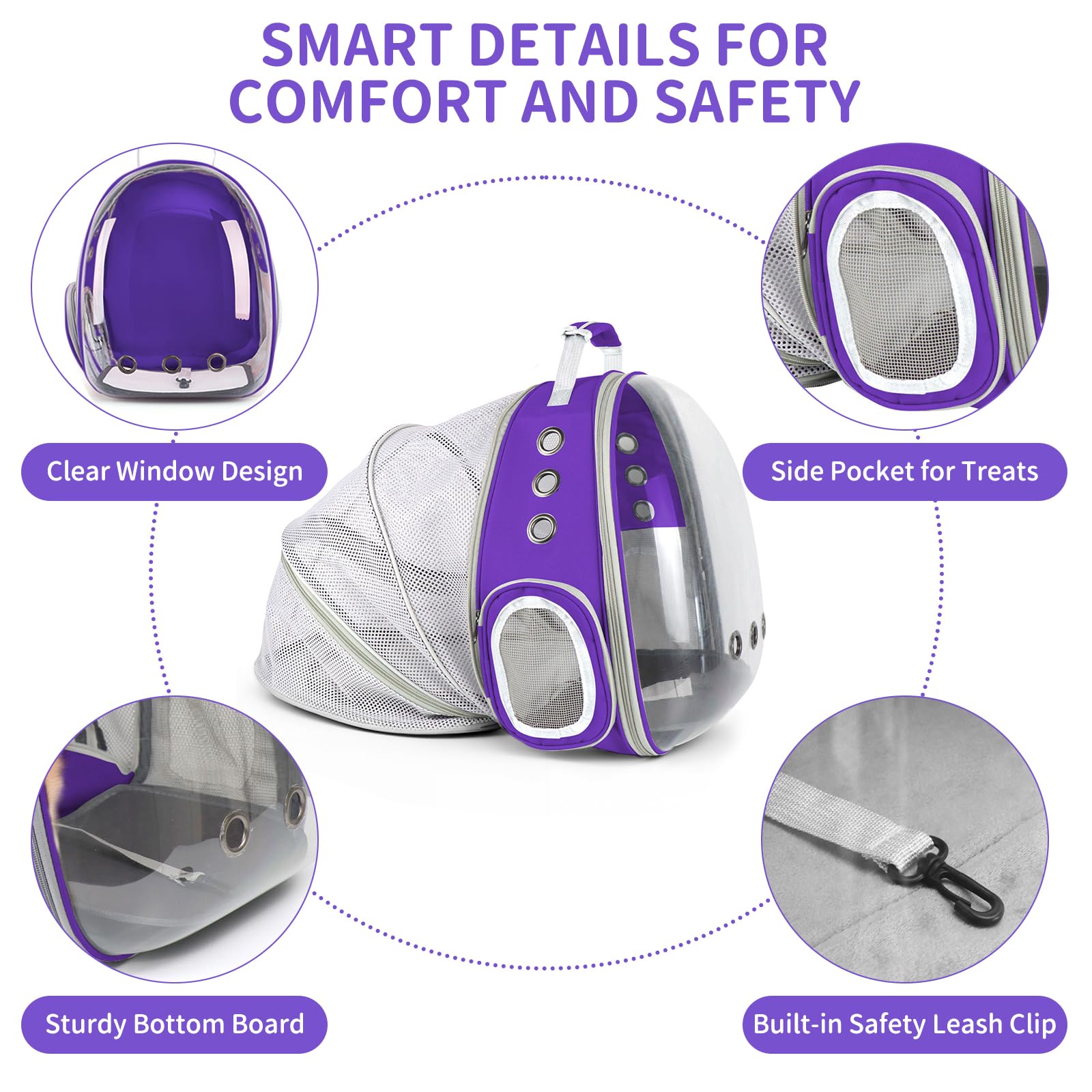 PETSWEET Cat Backpack Carrier lightweight, scratch-resistant design reduces fatigue.