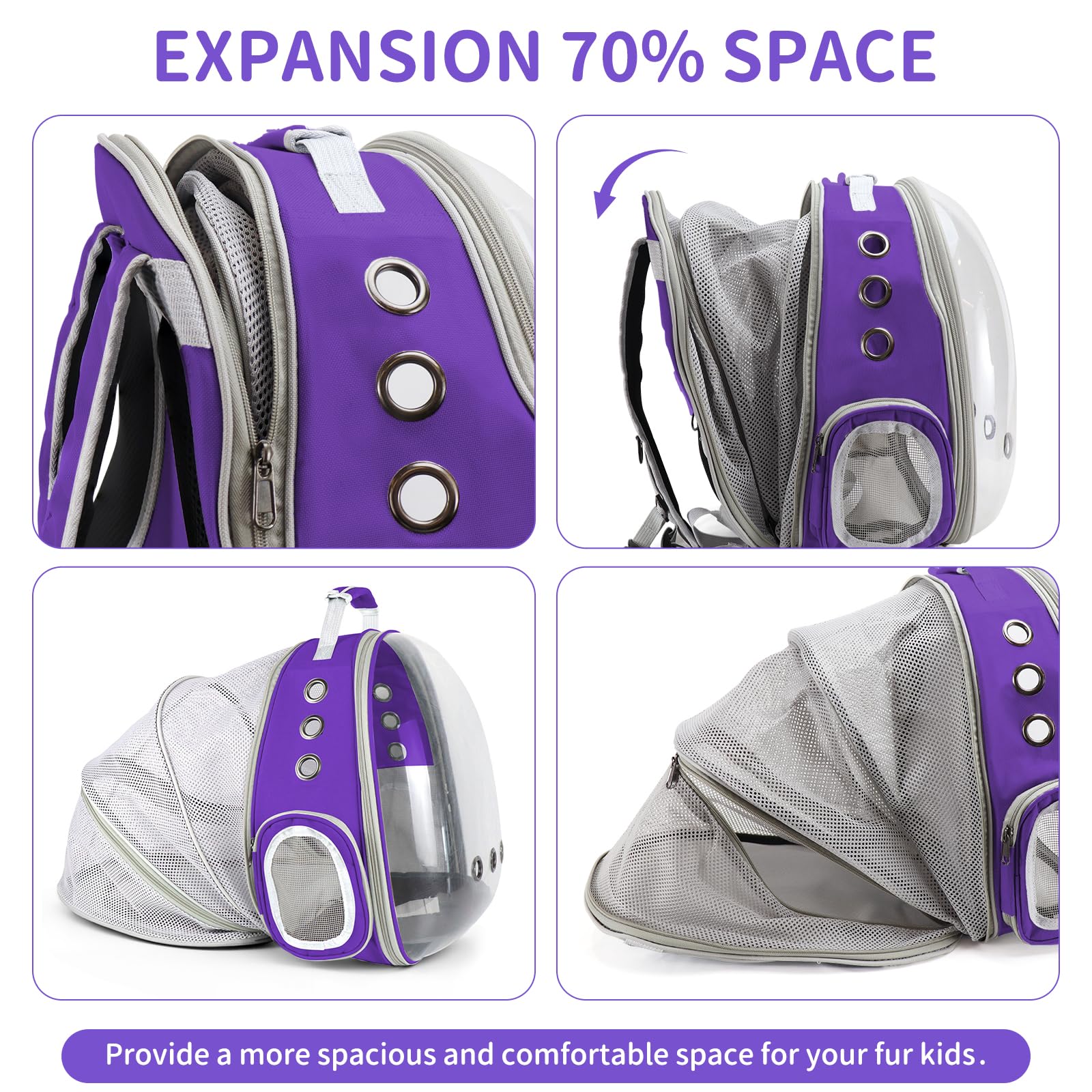 PETSWEET Cat Backpack Carrier multiple ventilation holes ensure fresh airflow.