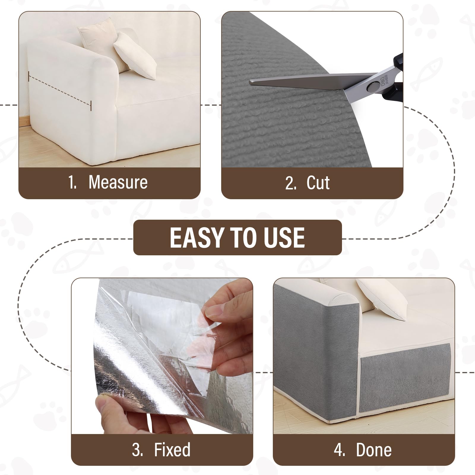 PETSWEET cat-scratch-furniture-protector cat using mat shows comfortable scratching and rest.