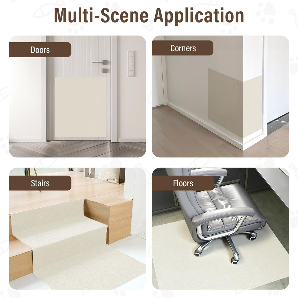 PETSWEET beige scratching mat blends with décor while protecting furniture.