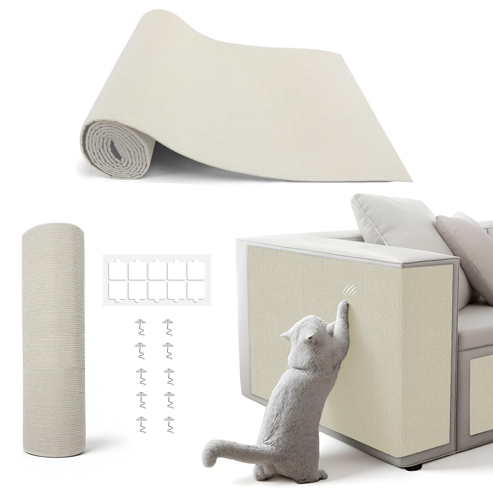 PETSWEET Cat Scratch Mat provides sofa protection while soothing paws during scratching.