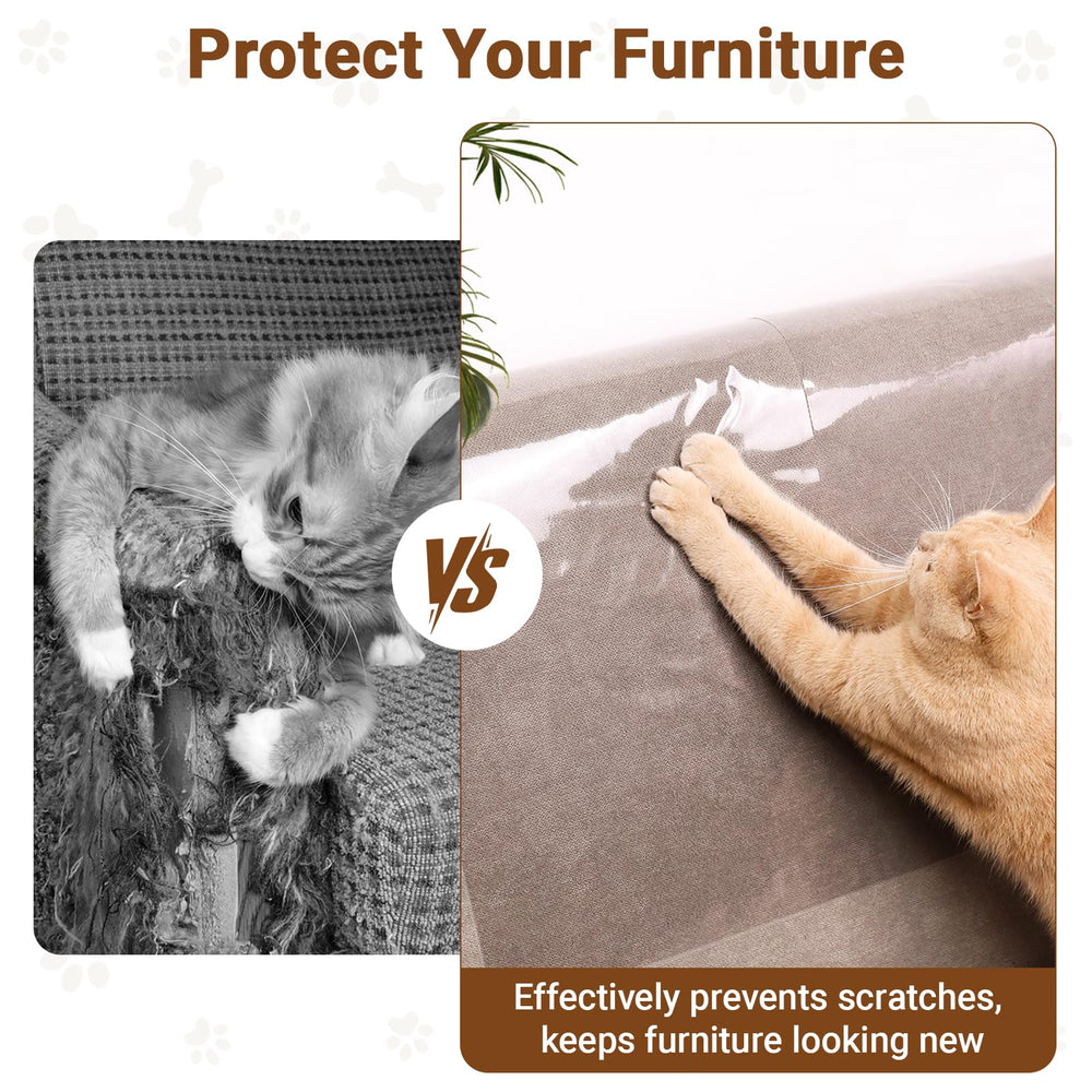PETSWEET clear protector applied to sofa helps guard against scratches without altering decor.