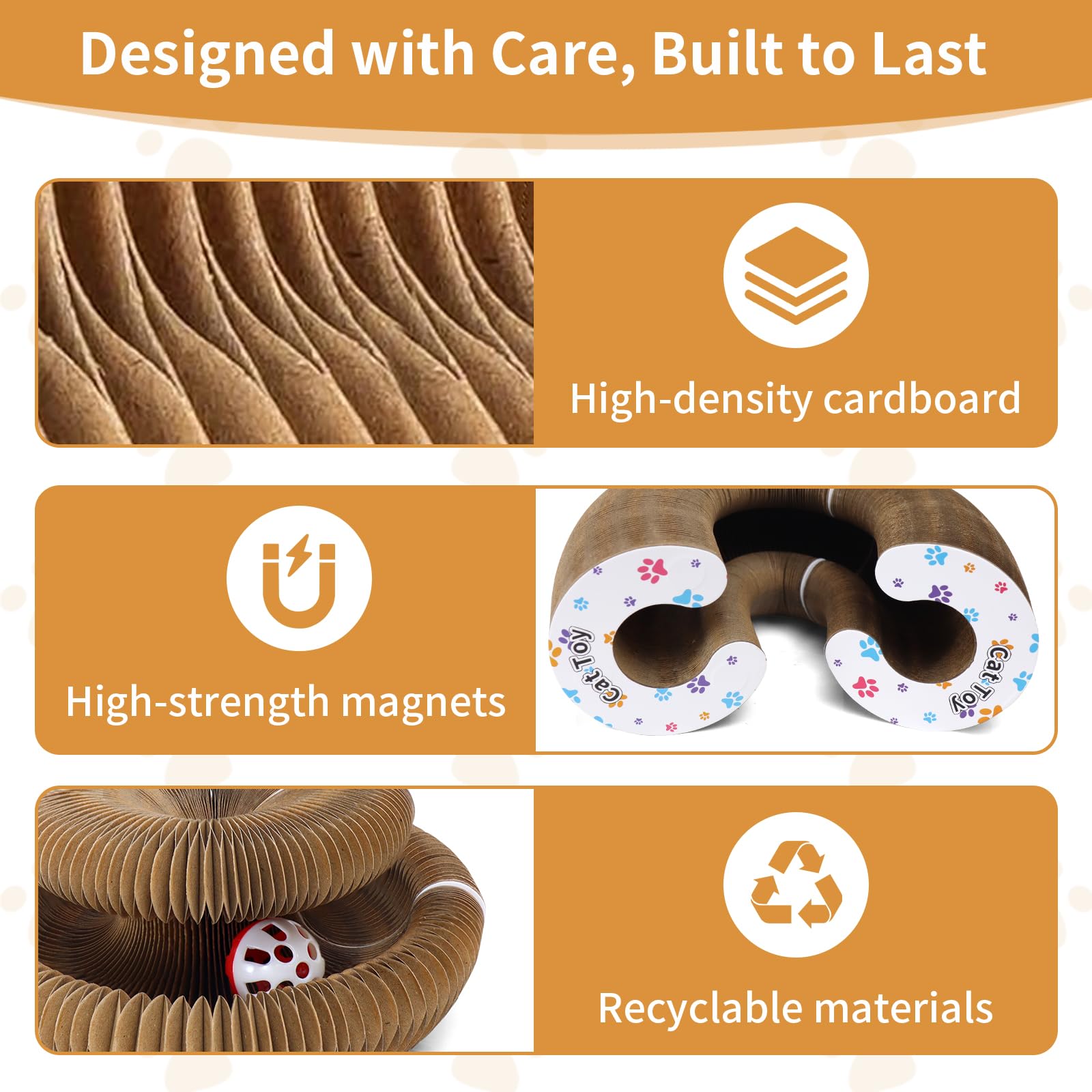 PETSWEET Magic Organ cat scratcher with bell ball track promotes interactive play.