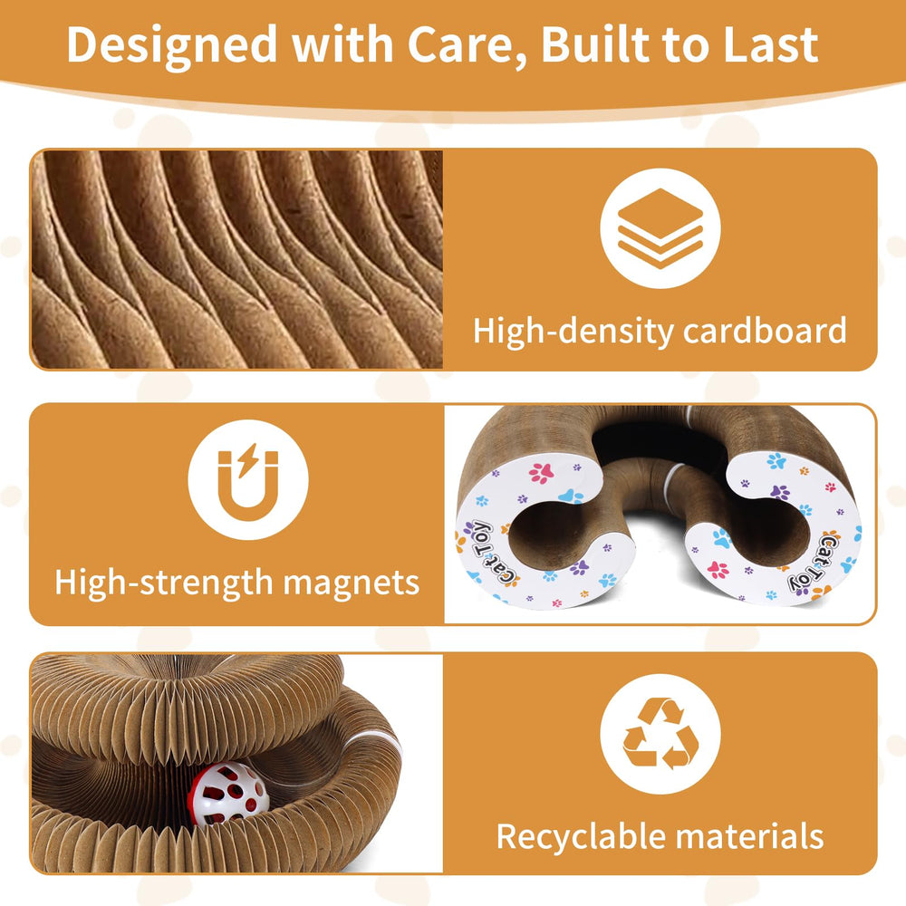 PETSWEET Magic Organ cat scratcher with bell ball track promotes interactive play.