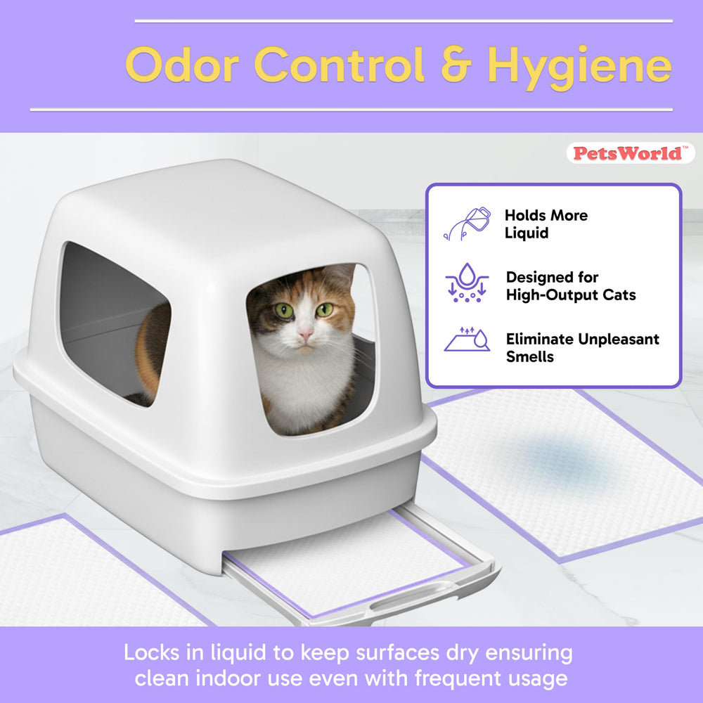 PETSWORLD durable pad highlights moisture-lock layer containing spills.