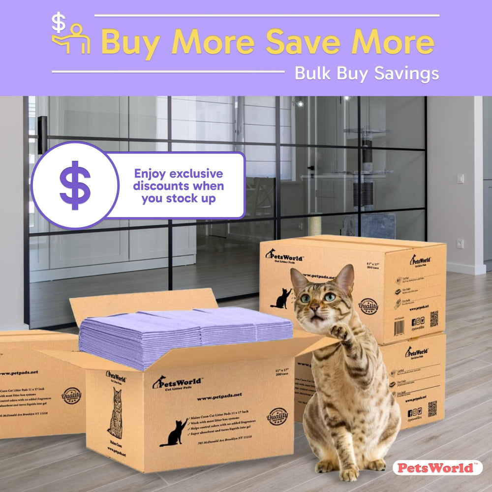 PETSWORLD odor-control pad absorbing liquid beneath litter for a fresher home.