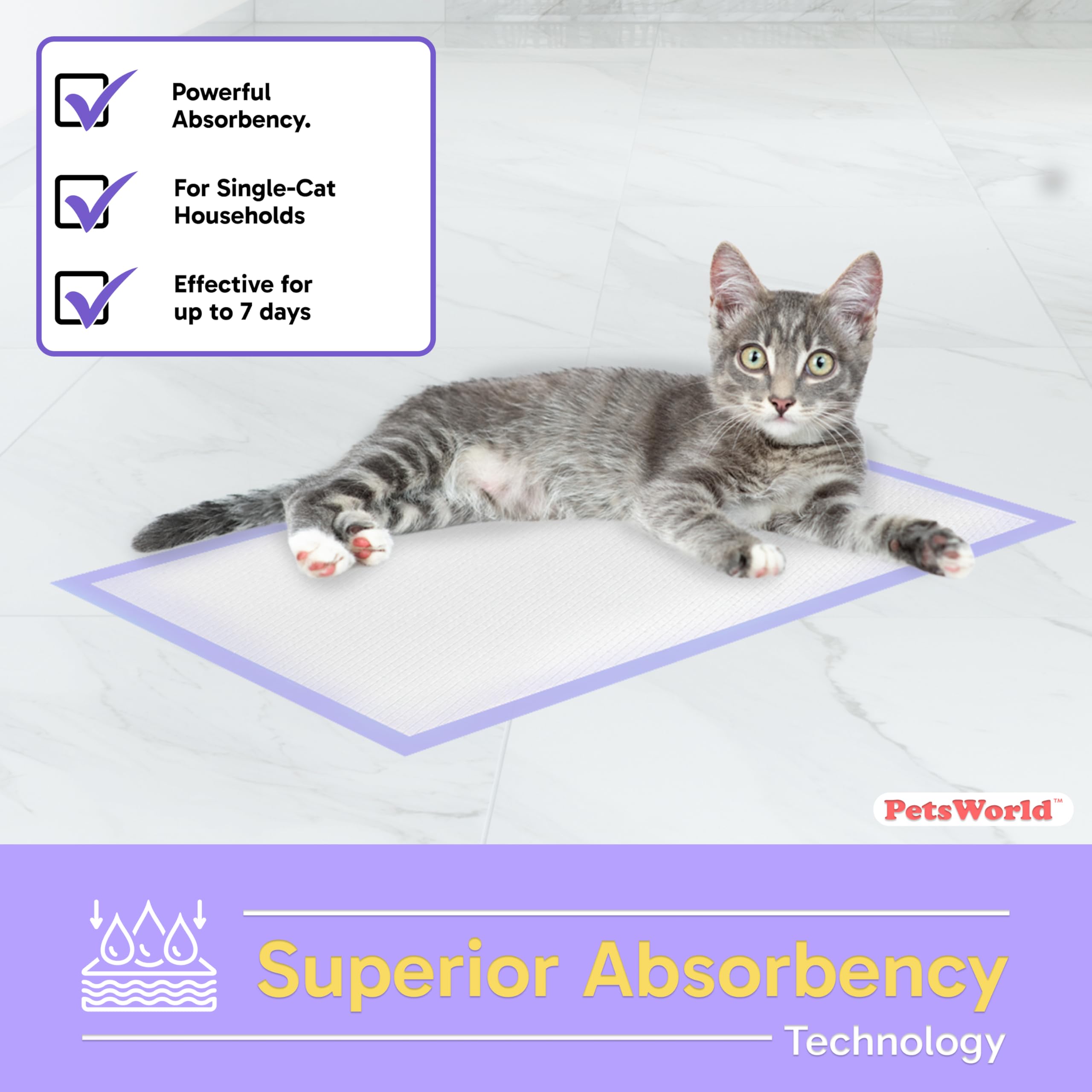 PETSWORLD travel-ready pad in cat carrier for on-the-go cleanup.