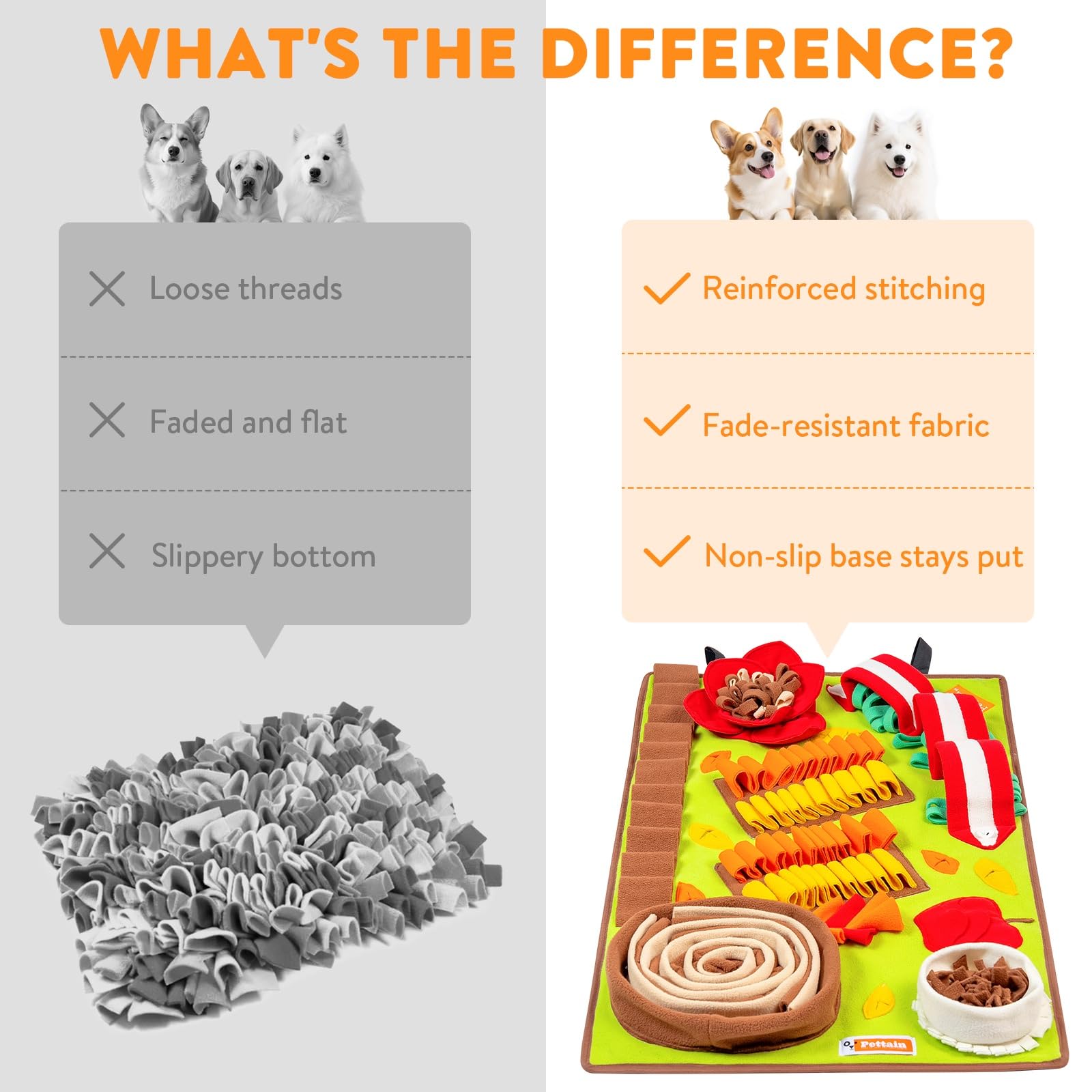 Pettain Snuffle Mat machine-washable for easy cleanup after adventures