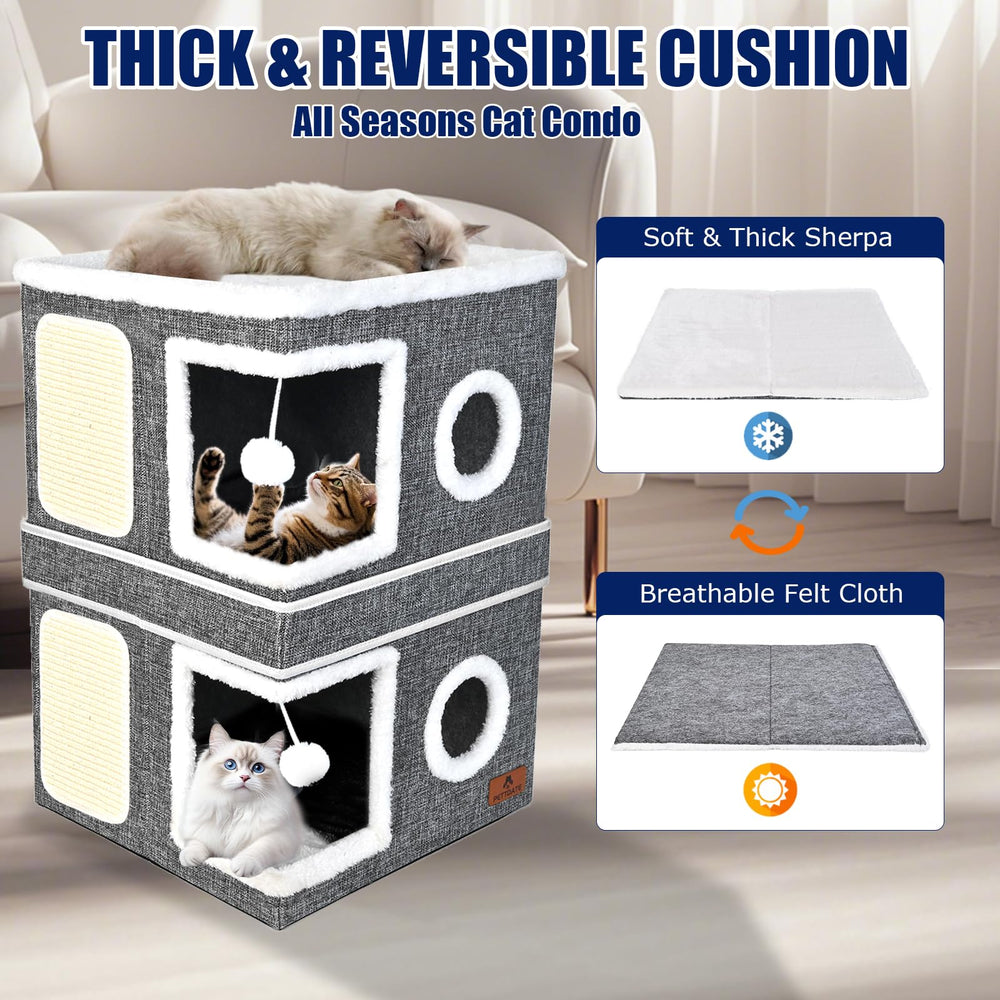 Pettdate 2-Story Cat House folded-flat storage demonstrates easy transport and compact storage.