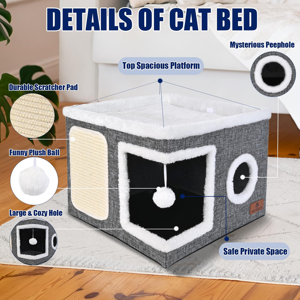 PETTDATE cat bed reversible cushion shows velvet warmth and linen breathability