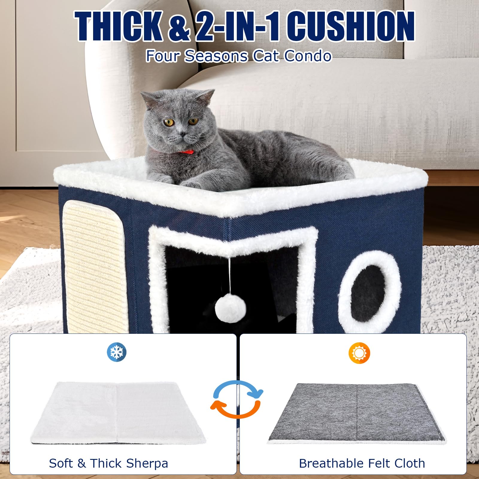 PETTDATE cat bed spacious hideaway measures 16.1x16.1x12.6 inches.
