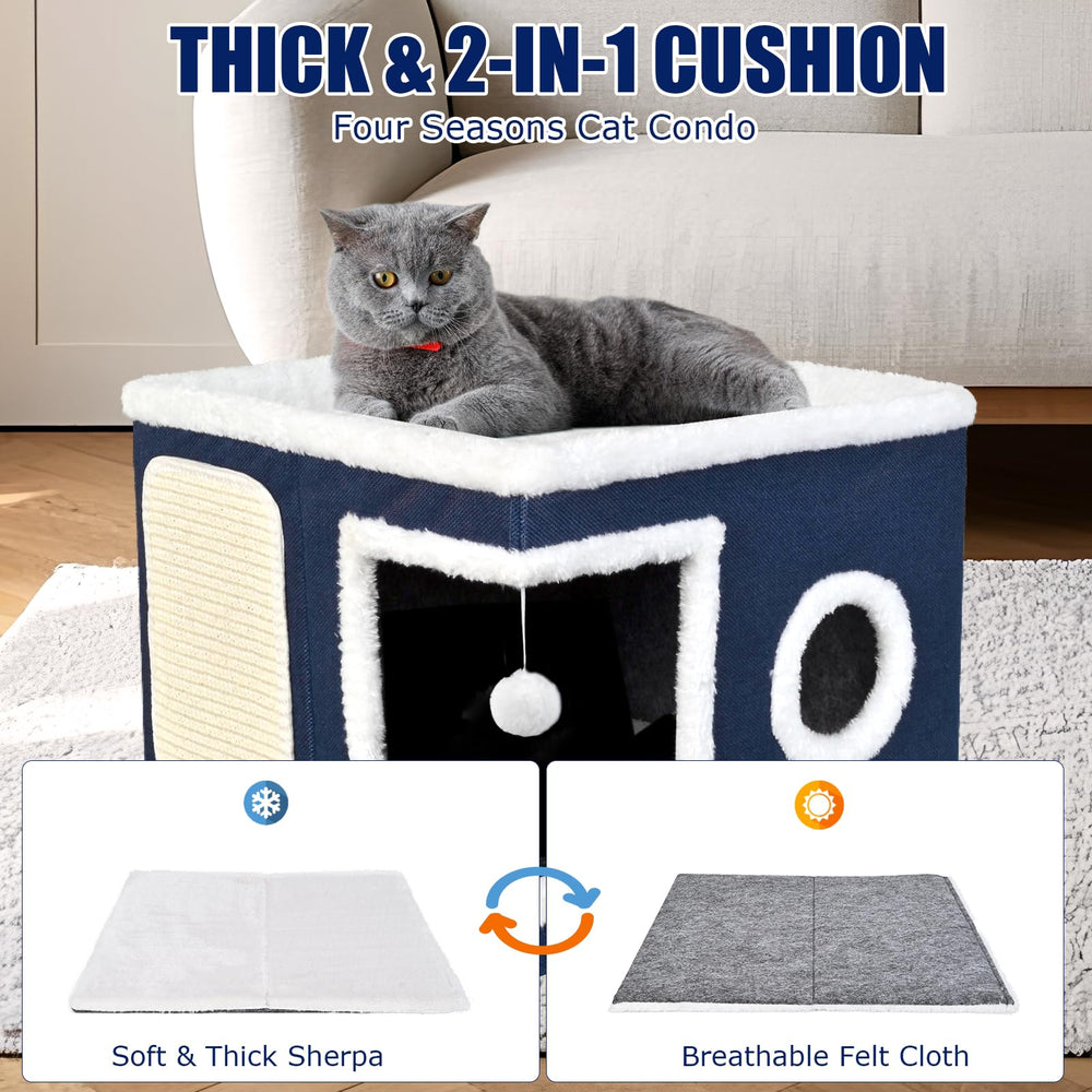 PETTDATE cat bed spacious hideaway measures 16.1x16.1x12.6 inches.