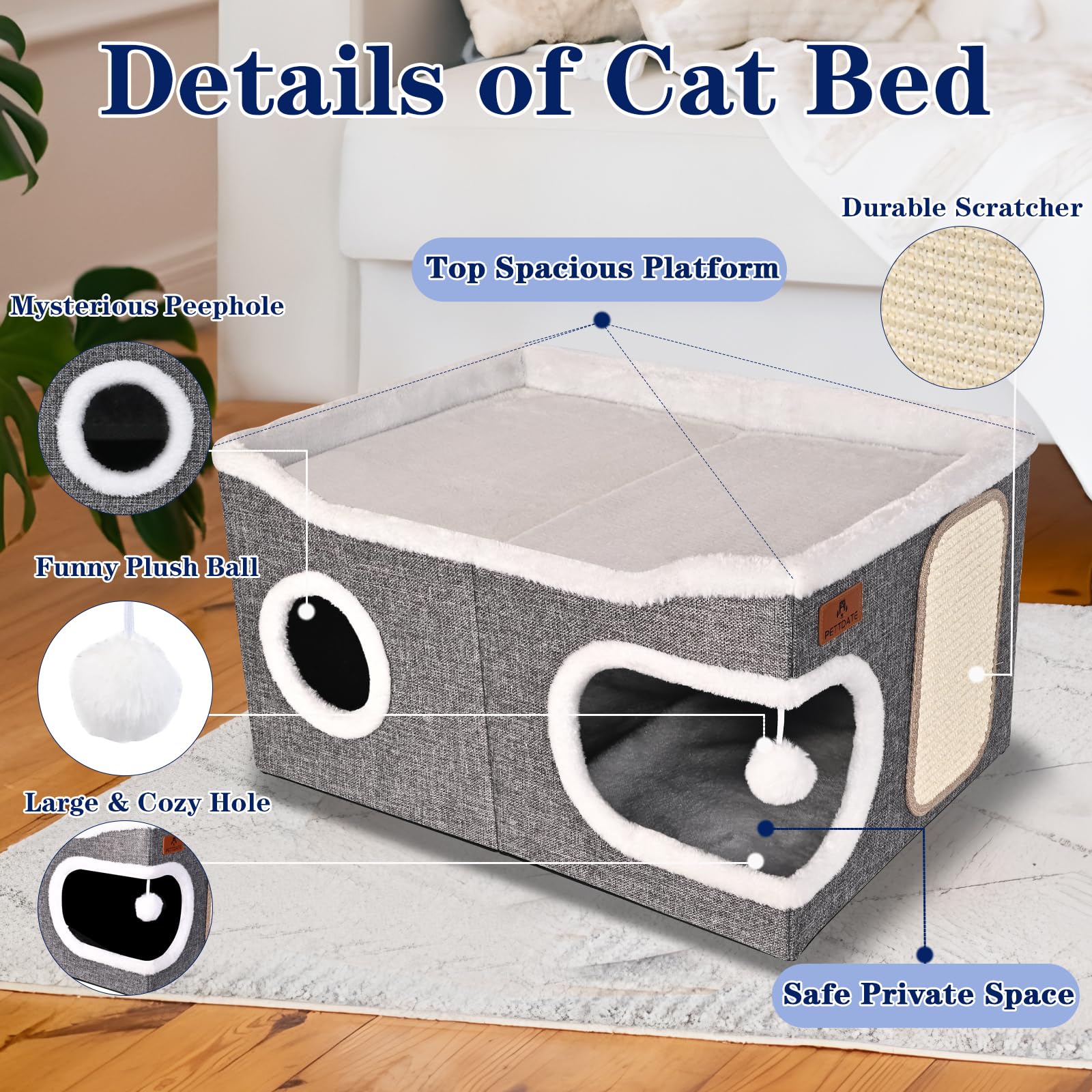 PETTDATE foldable cat hideaway demonstrates portability and easy storage.