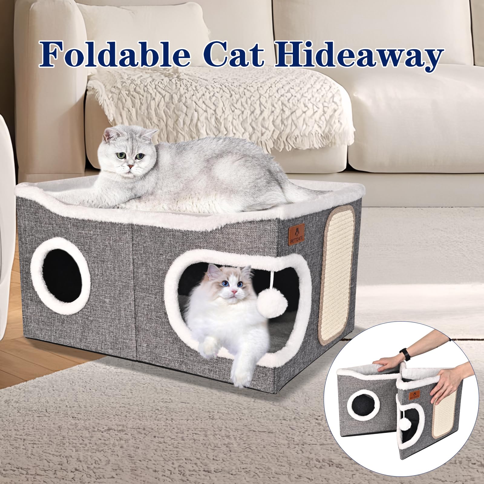 PETTDATE two-sided reversible cushions provide year-round comfort for indoor cats.