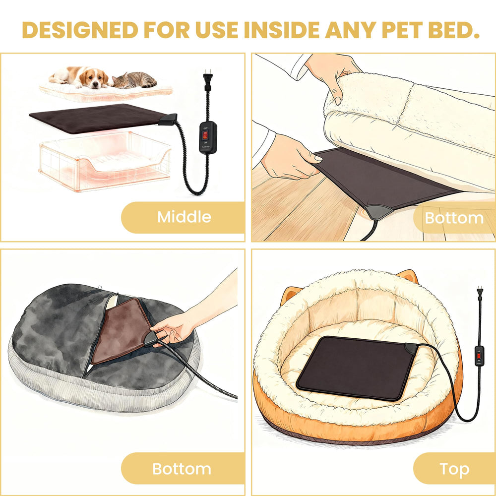 PetTemp cat bed warmer used with a thin cushion transfers warmth softly.