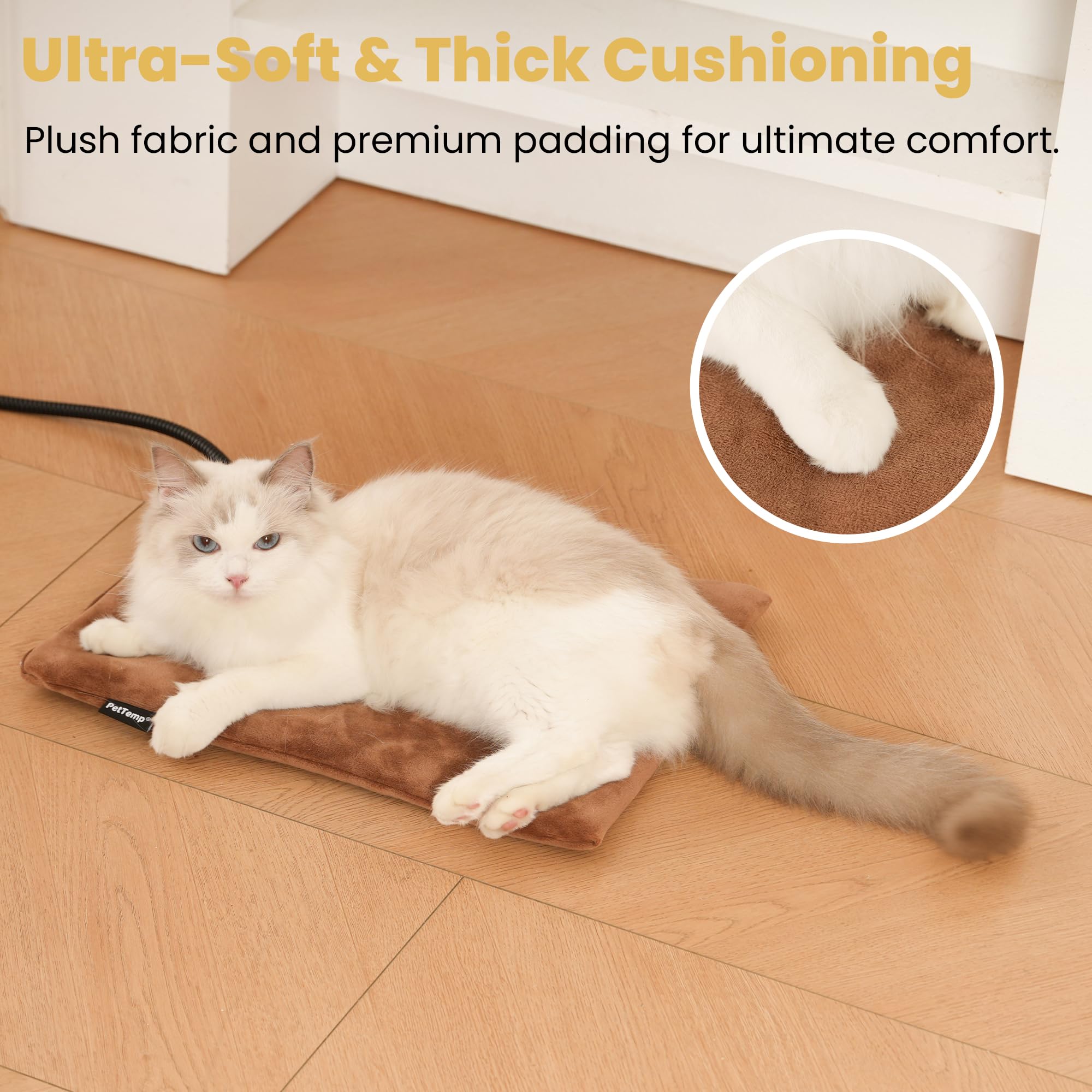 PetTemp sizes chart photo demonstrates four size options for fitting spaces.