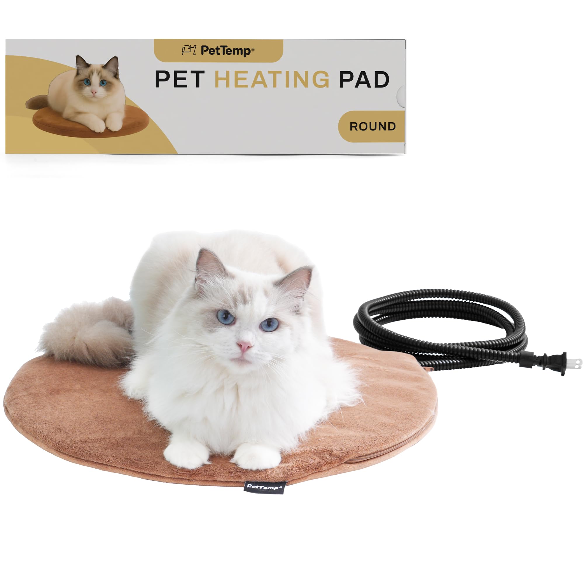 PetTemp heated pad brown 16x16 provides cozy warmth for pets indoors.