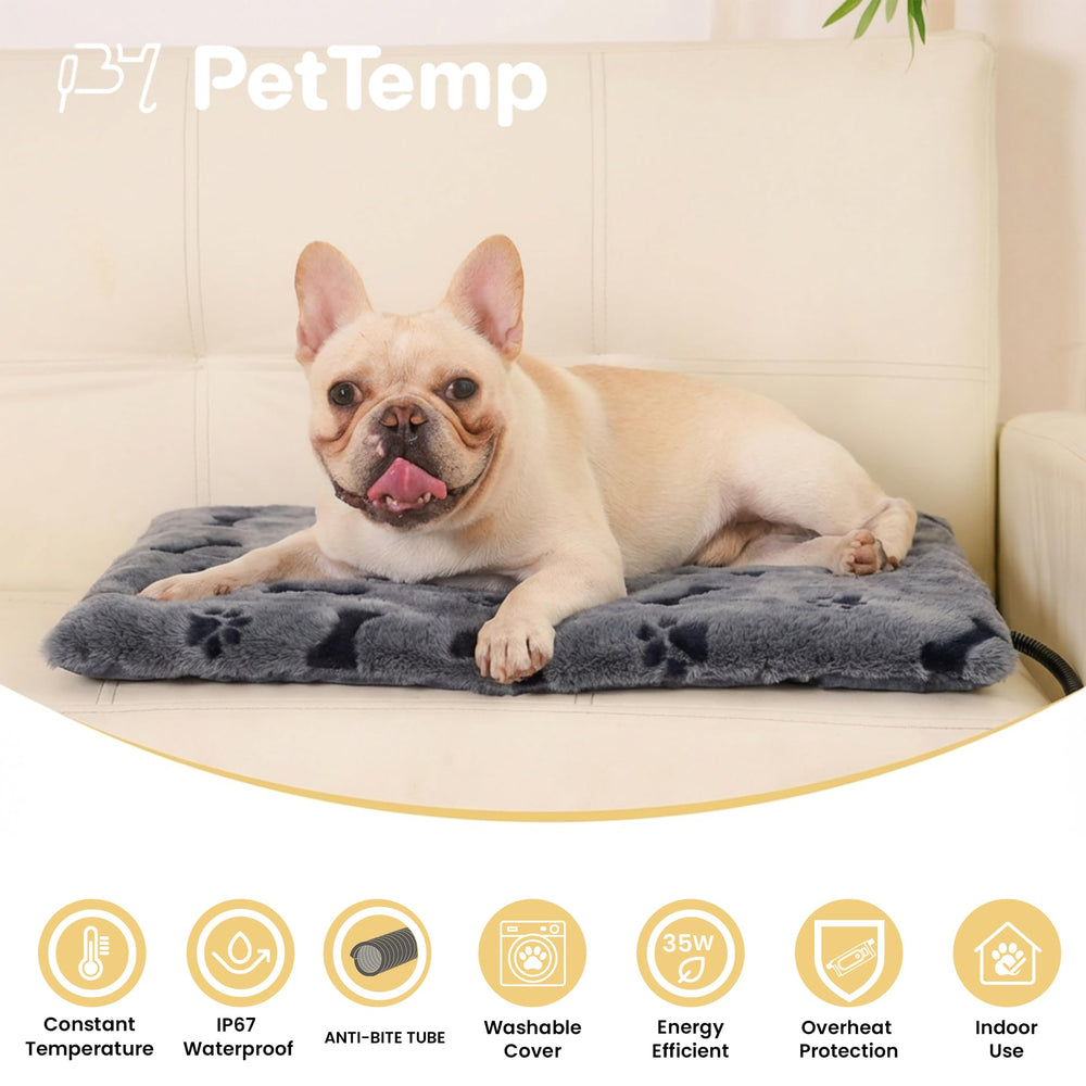 PetTemp heated pad chew-resistant cord close-up highlights safety feature.