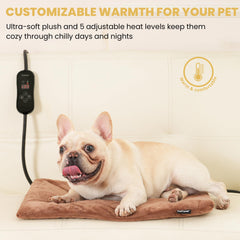 PetTemp heating pad controls highlight five temperature levels