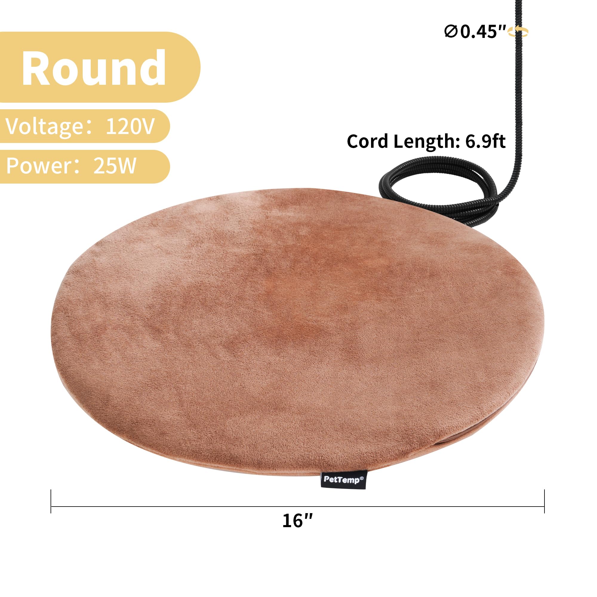 PetTemp removable solid-brown cover offering easy care and plush comfort.