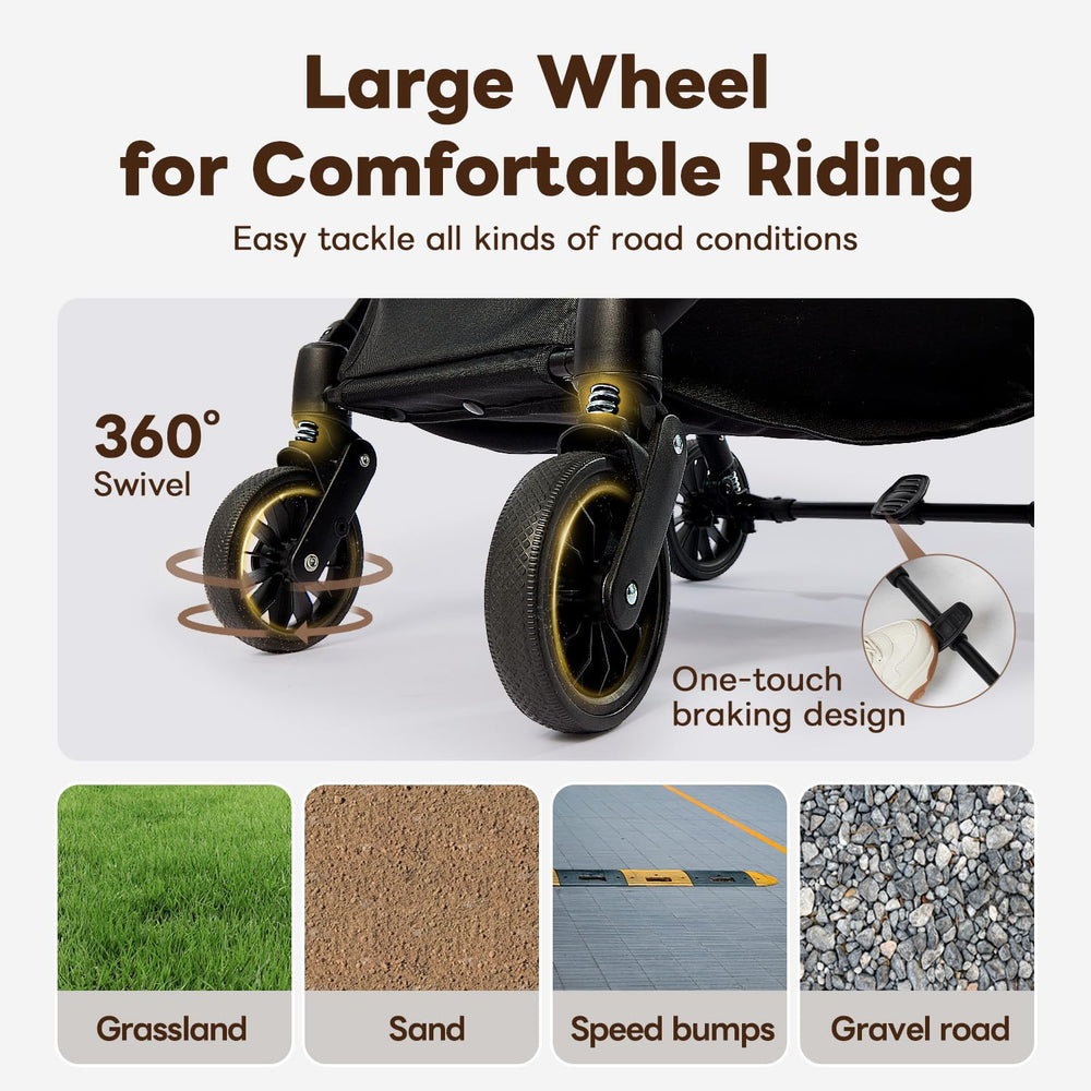 PETTENA stroller wheels image demonstrates durability for easy traversing.