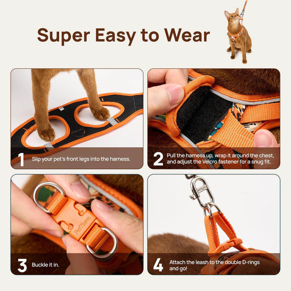 PetThem Cat Harness Breathable Material keeps your cat cool during longer wear.
