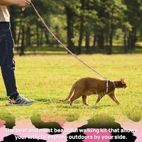 PetThem Cat Harness Pink adjustable neck and chest for a secure fit.