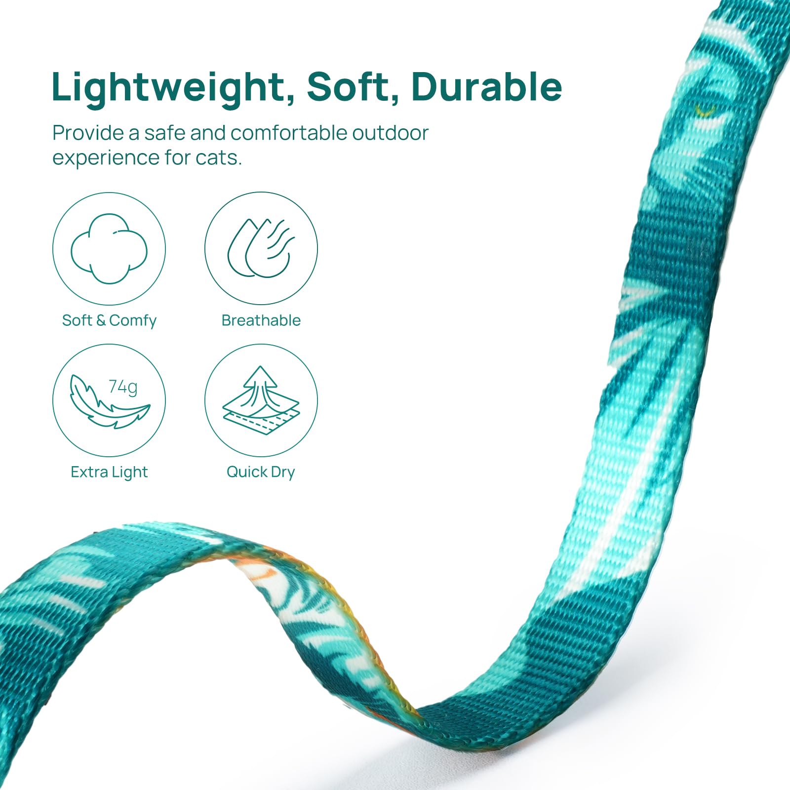PetThem cat harness with ABS buckle easy on/off.