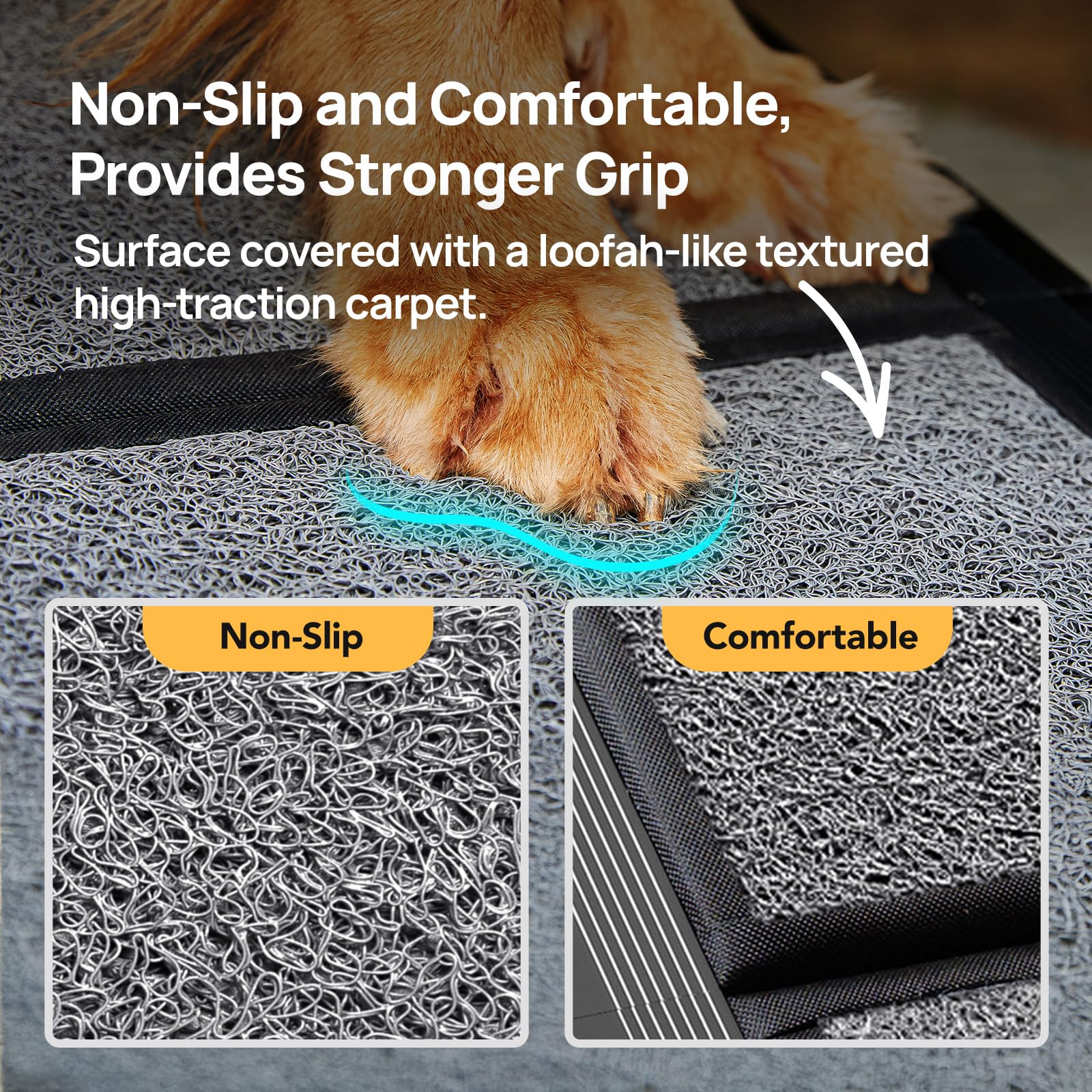 PetThem dog ramp supports up to 250 lbs for reliable stability
