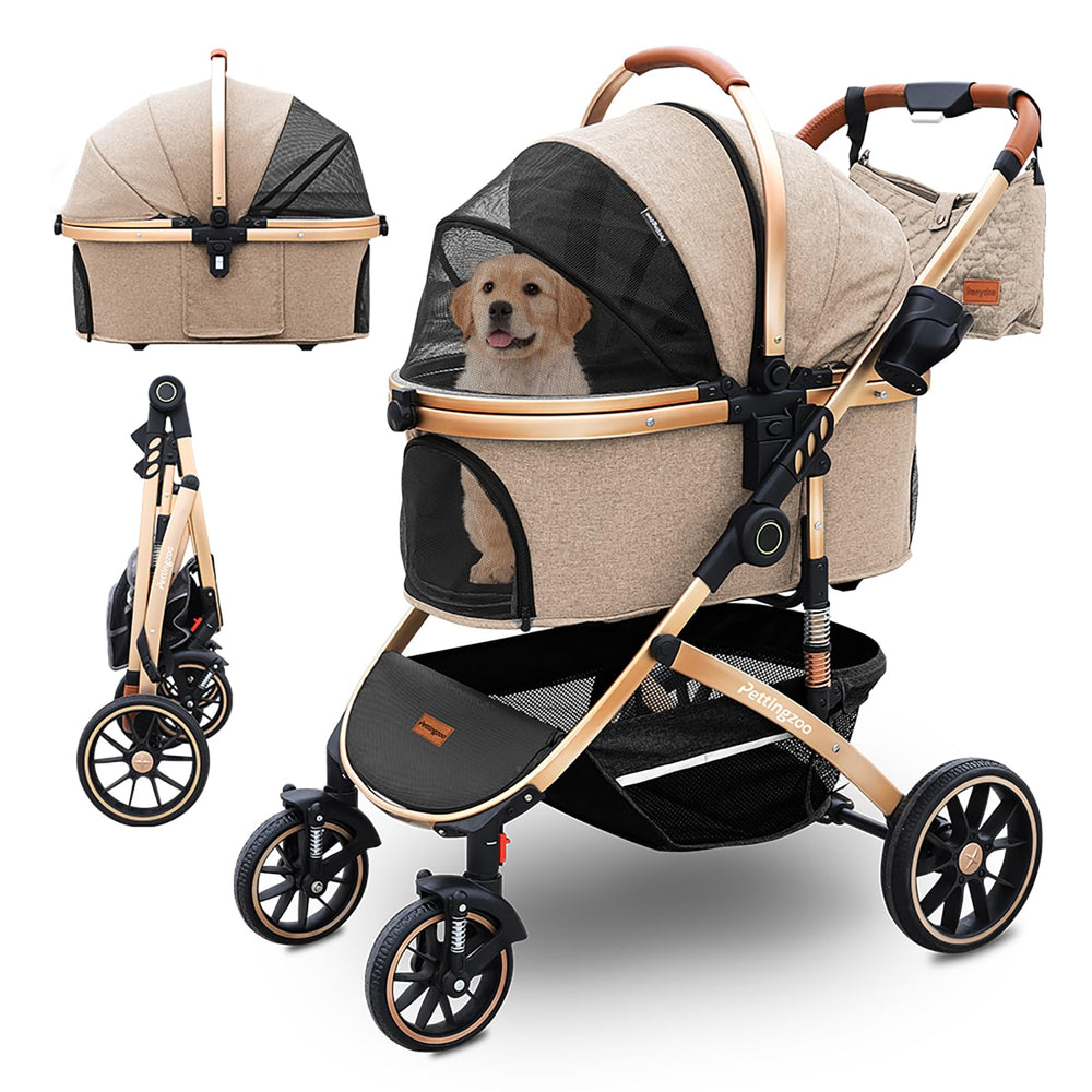 Pettingzoo dog stroller with four wheels for smooth rides on any terrain