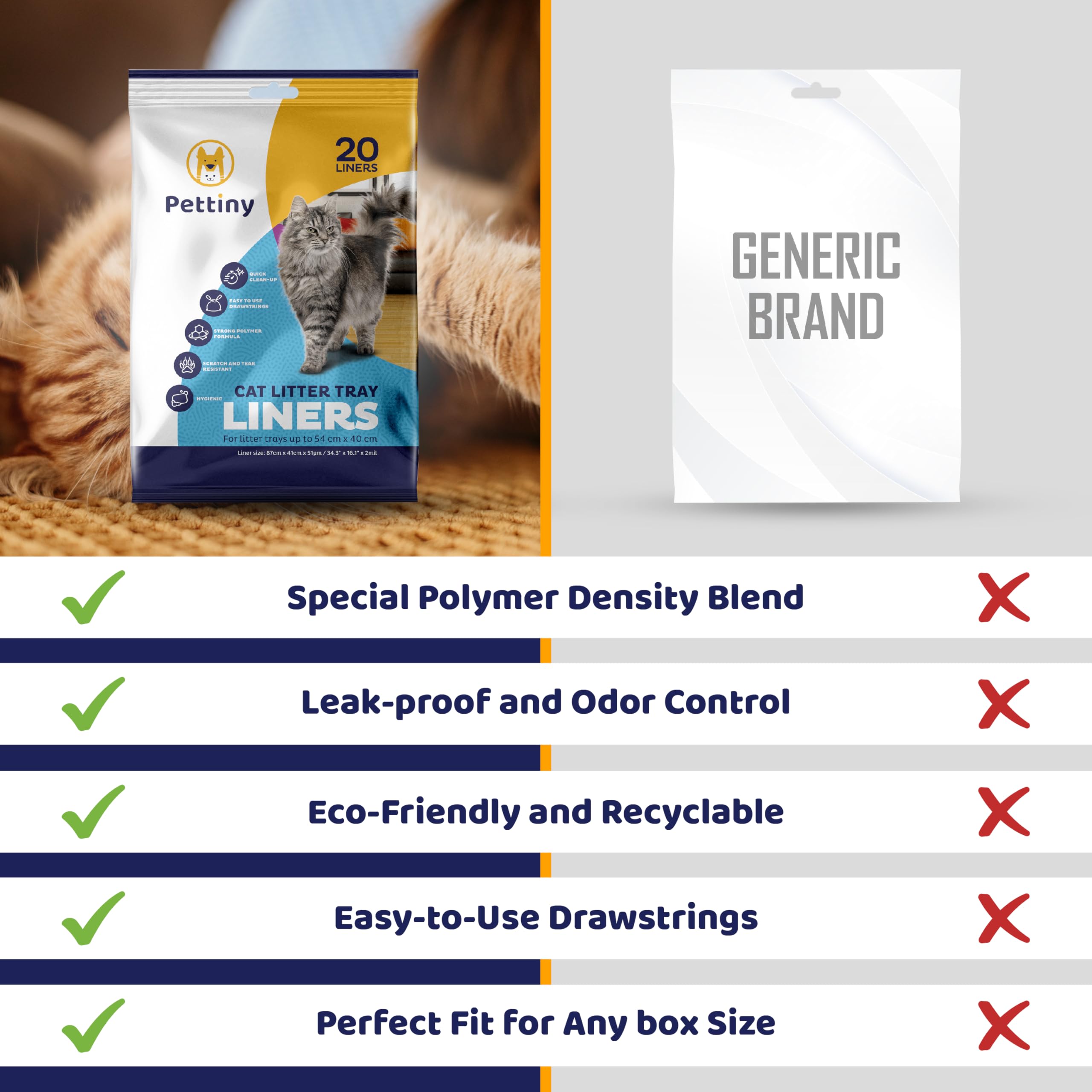 Pettiny heavy-duty bags reduce leaks and avoid messy double-bagging.