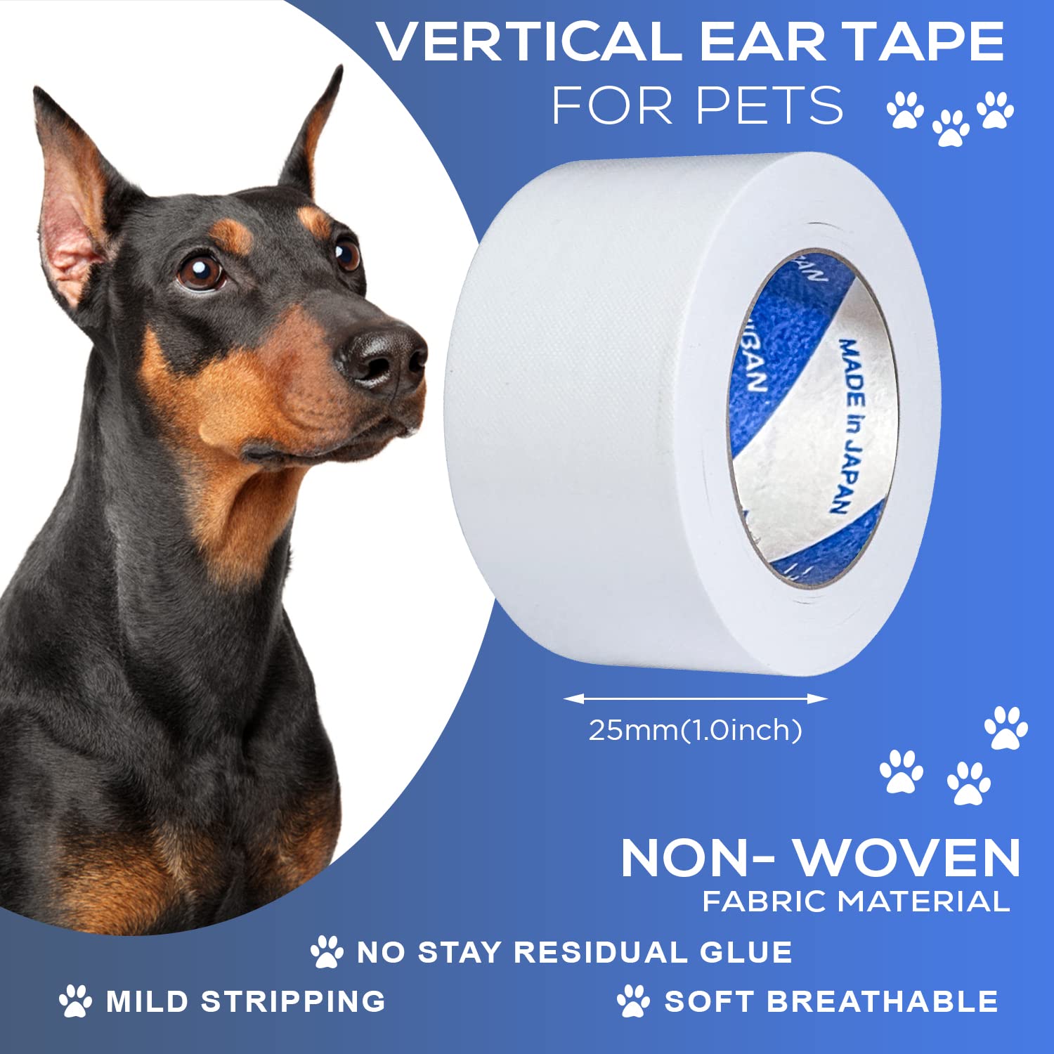 PETTIST ear tape self-adhesive close-up shows secure yet gentle adhesion without irritation.