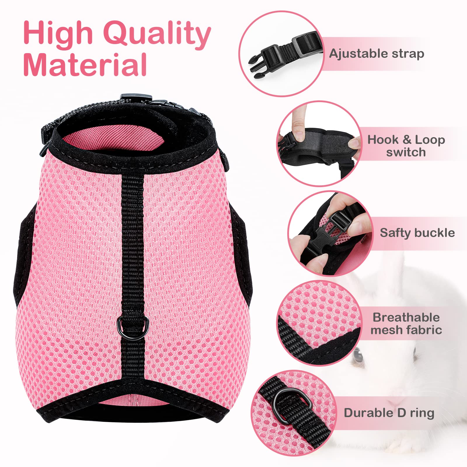 PETTOM bunny-harness-breathable-mesh keeps rabbits cool on longer outdoor adventures.